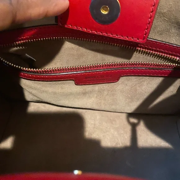 EUC Jimmy Choo Womens Red Leather Madeline Shoulder Bag Purse - Picture 6 of 7